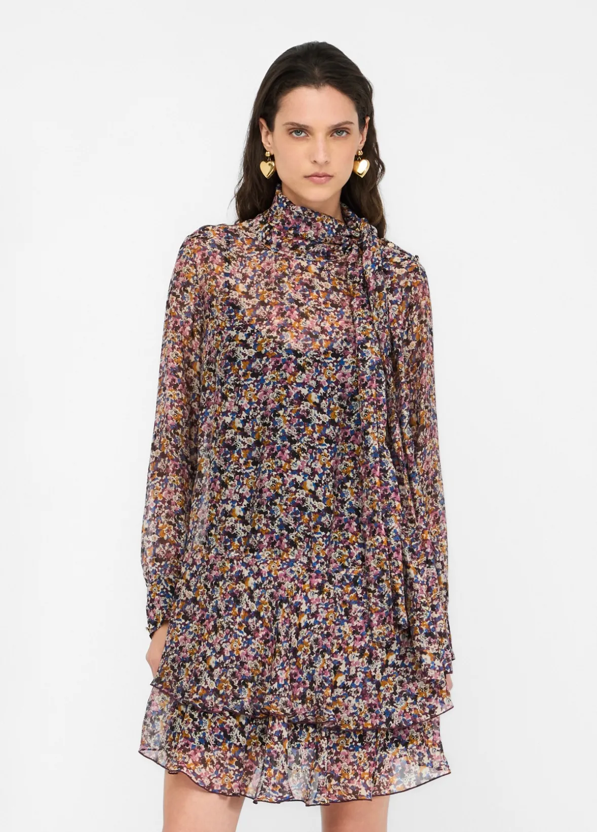 Abito a fiori in chiffon di seta
