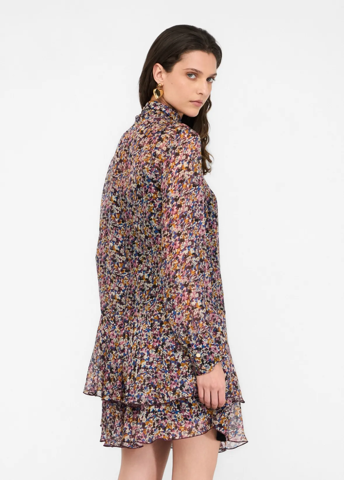 Abito a fiori in chiffon di seta