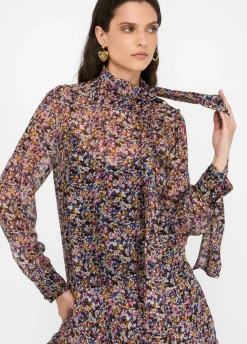 Abito a fiori in chiffon di seta