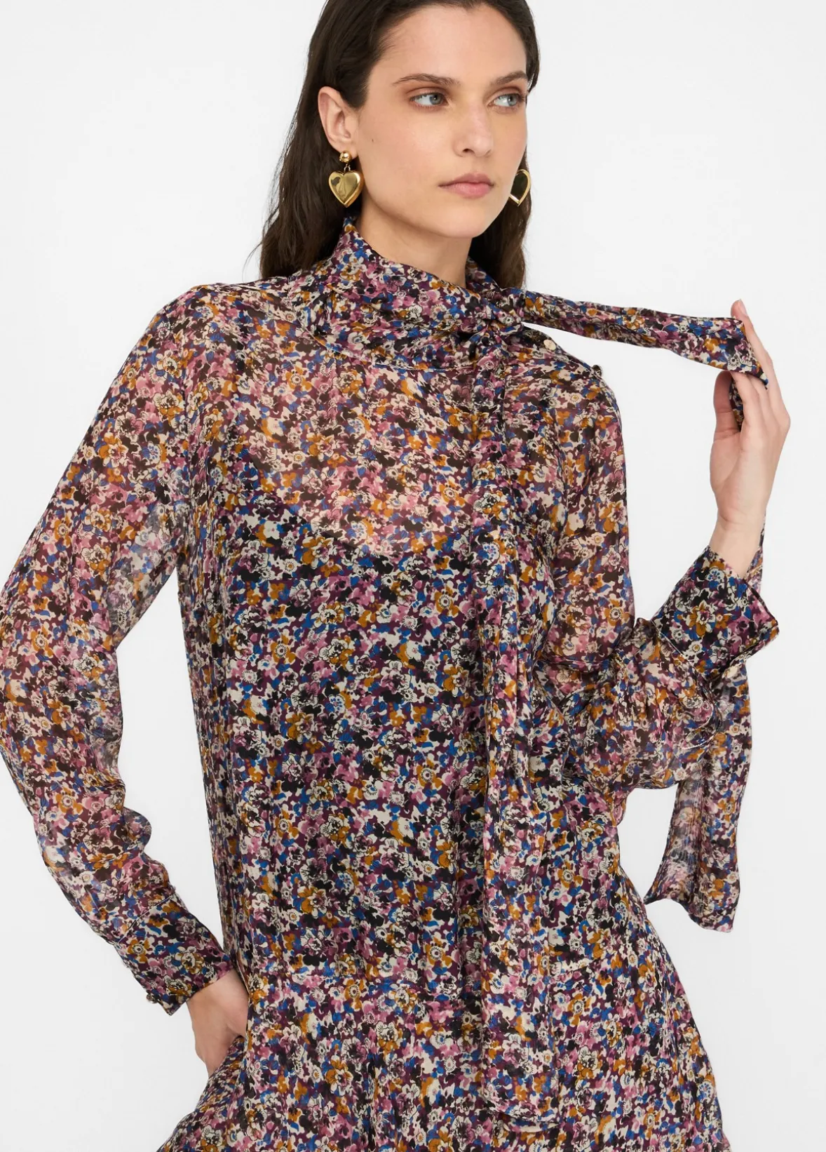Abito a fiori in chiffon di seta