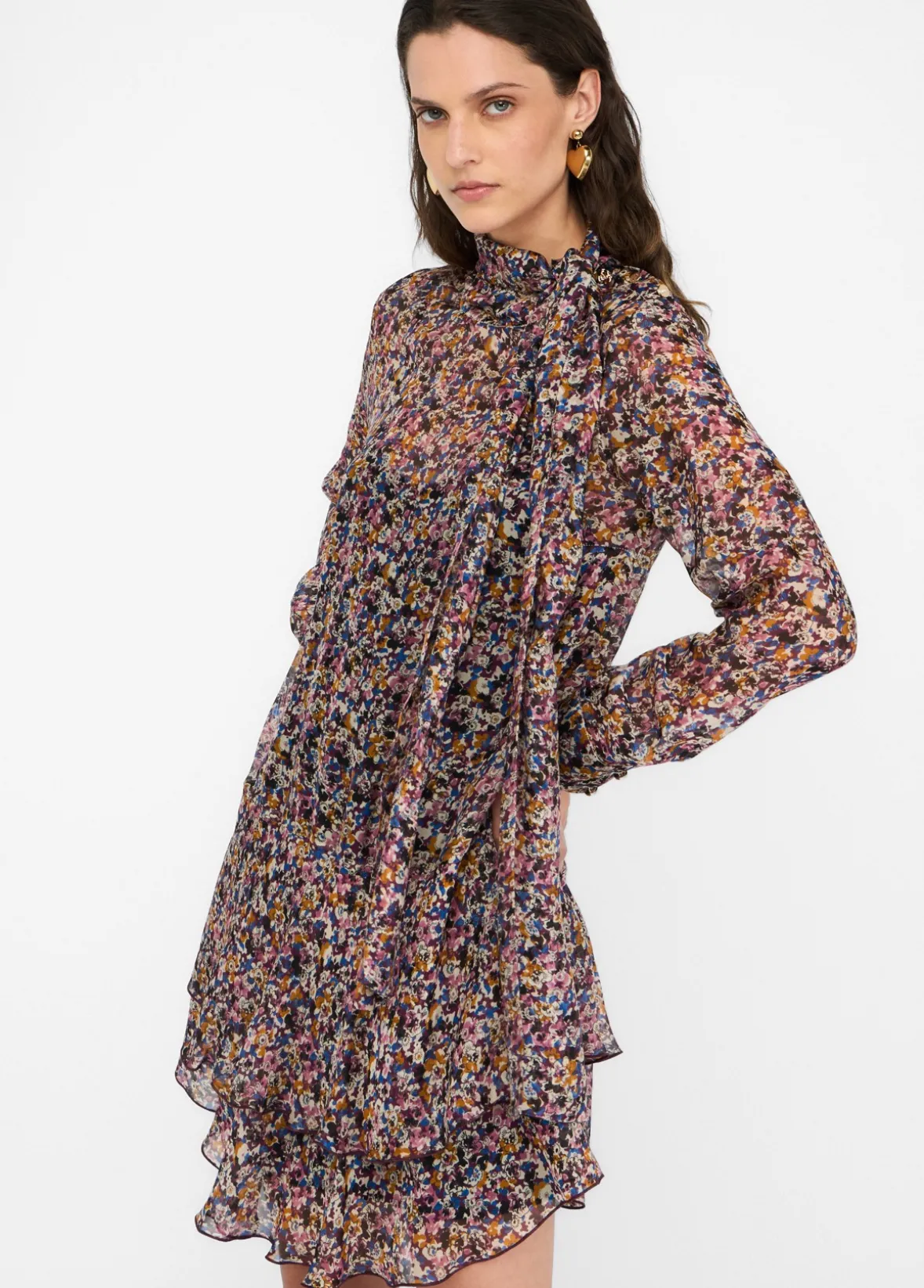 Abito a fiori in chiffon di seta