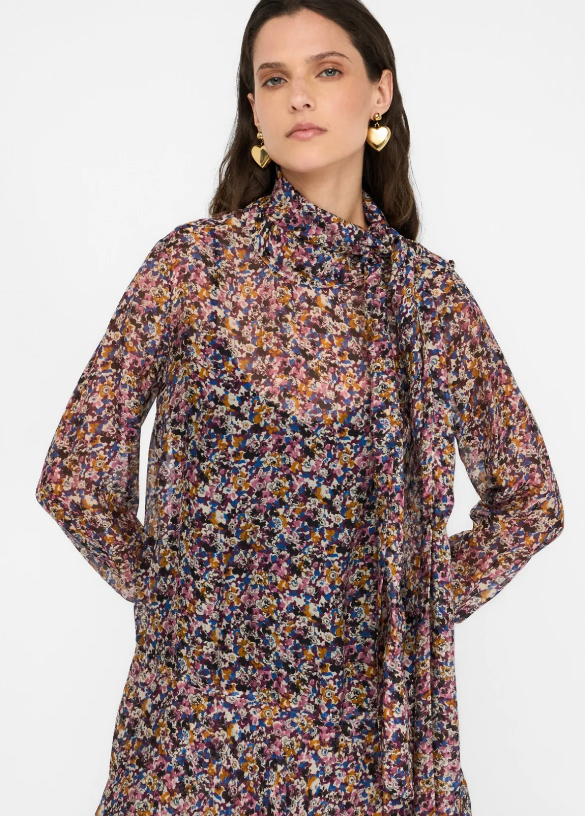 Abito a fiori in chiffon di seta