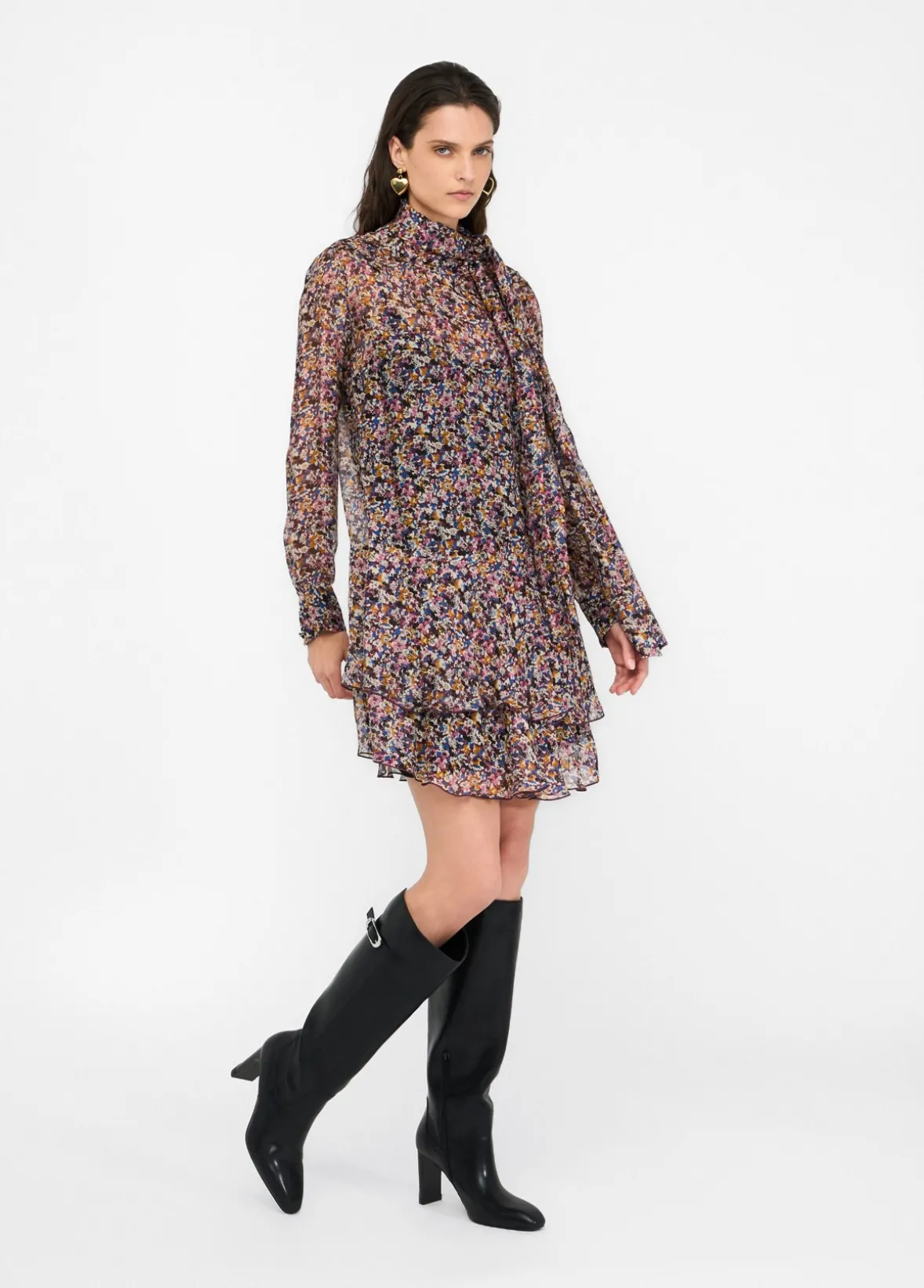 Abito a fiori in chiffon di seta