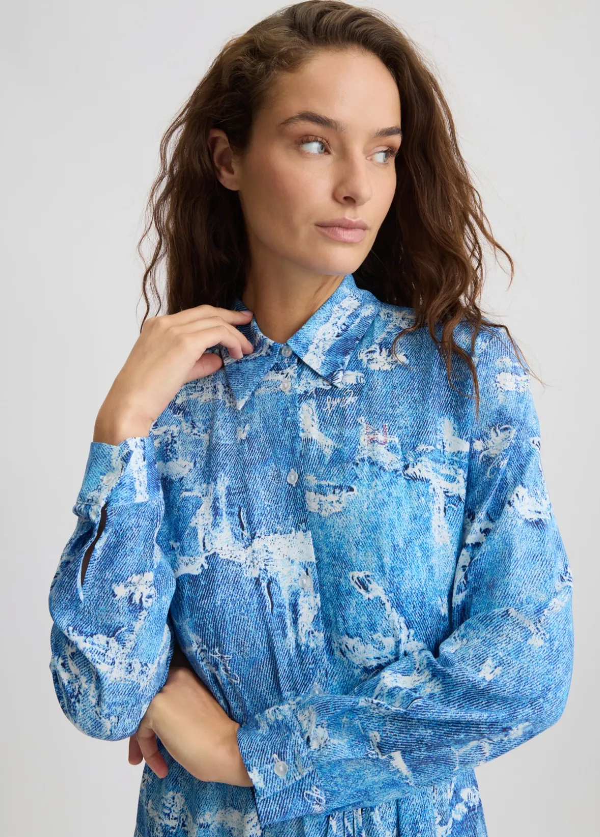 Abito chemisier effetto denim