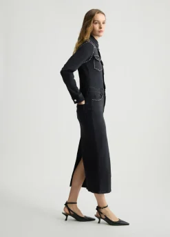 Abito chemisier in denim con borchie