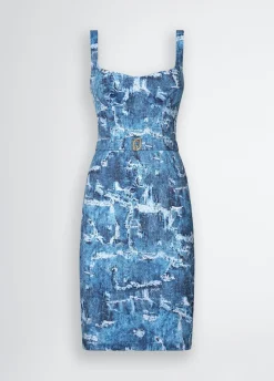 Abito corto effetto denim