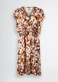 Abito corto in raso animalier