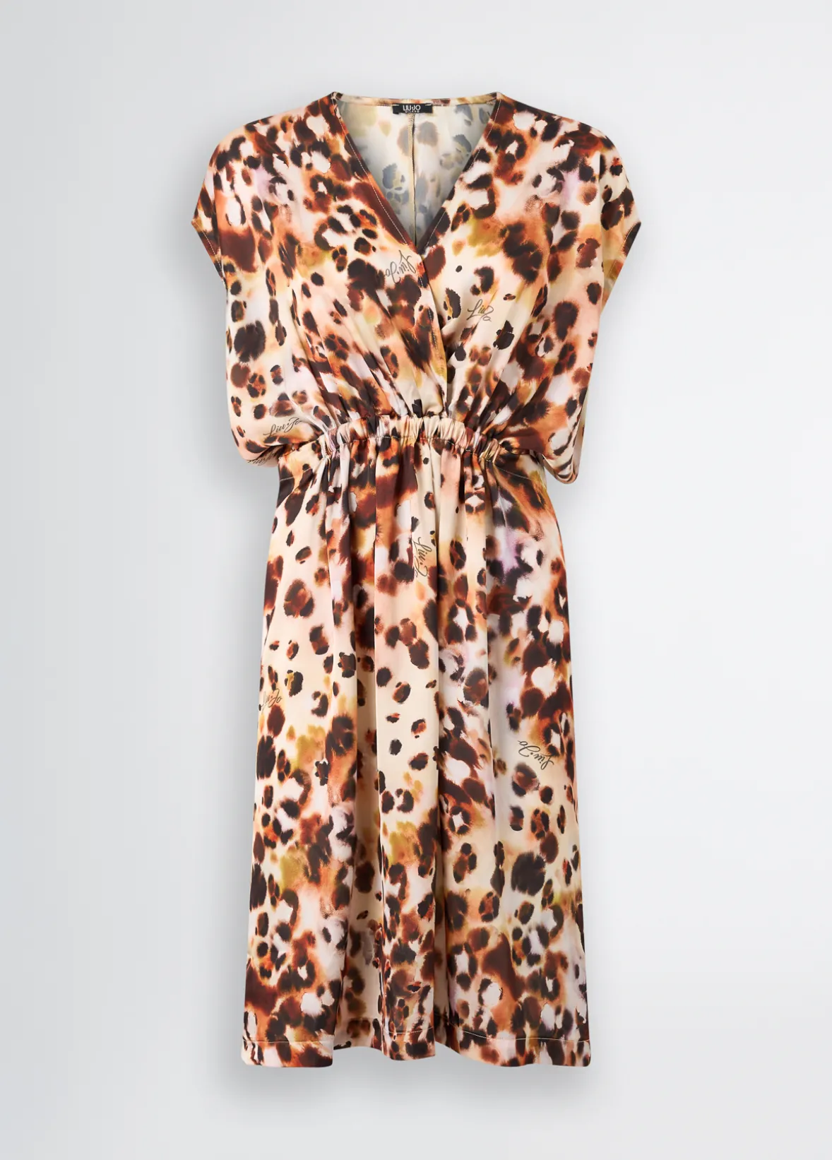 Abito corto in raso animalier