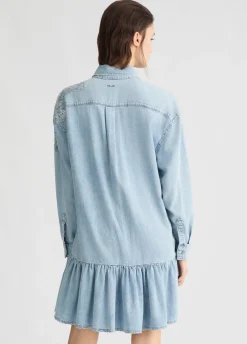 Abito in denim con pizzo