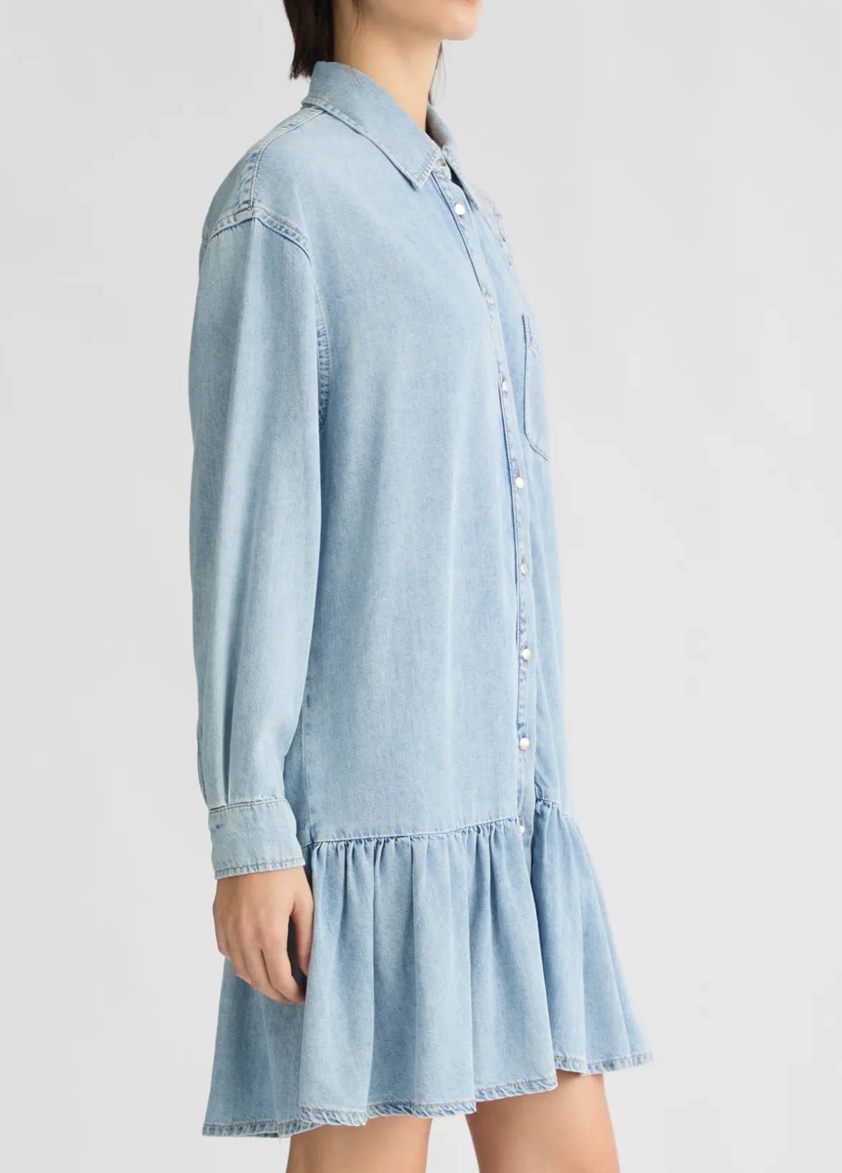 Abito in denim con pizzo