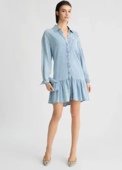 Abito in denim con pizzo