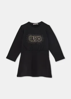 Abito in felpa con logo e strass