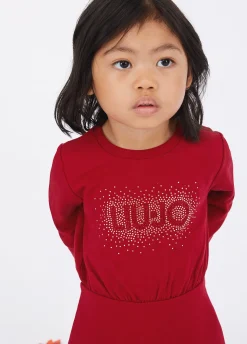 Abito in felpa con logo e strass