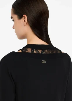 Abito in felpa con pizzo