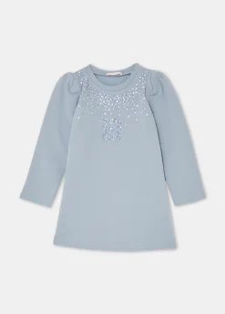 Abito in felpa di cotone con strass