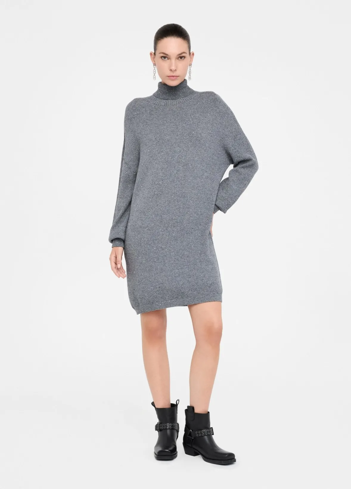 Abito in maglia con micro paillettes