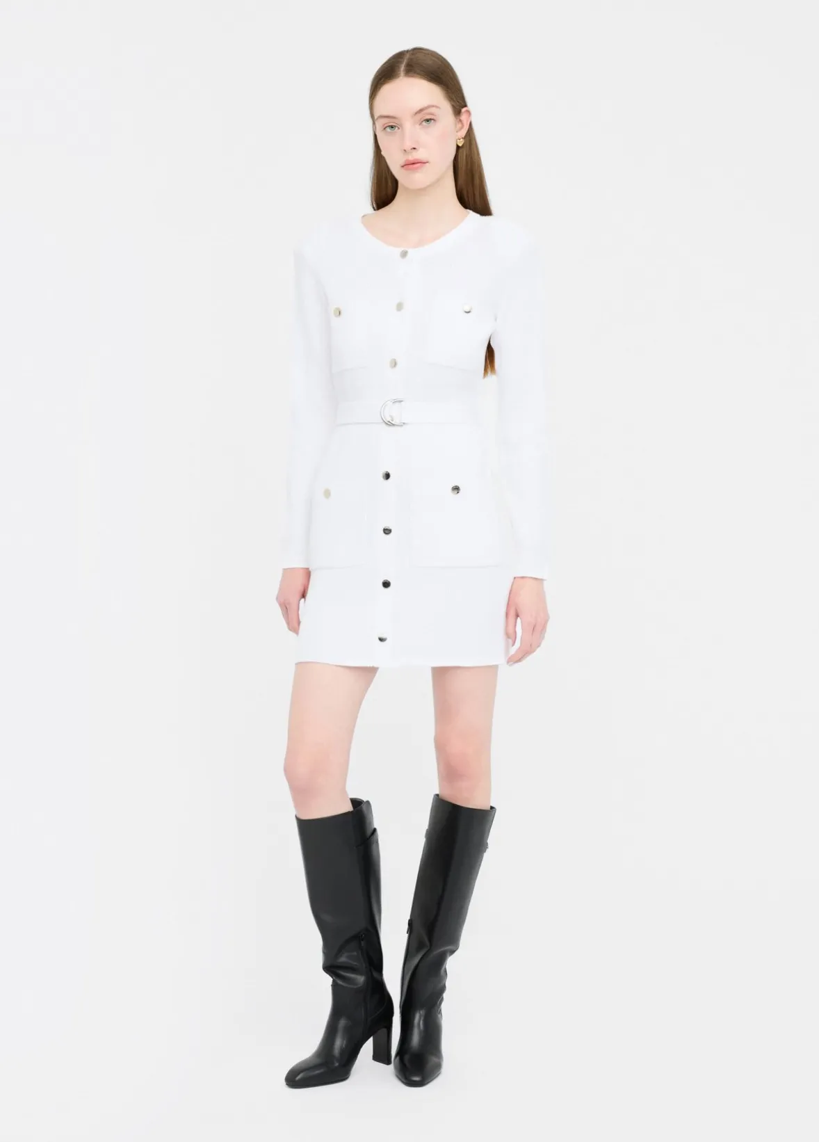 Abito in maglia con spalline imbottite