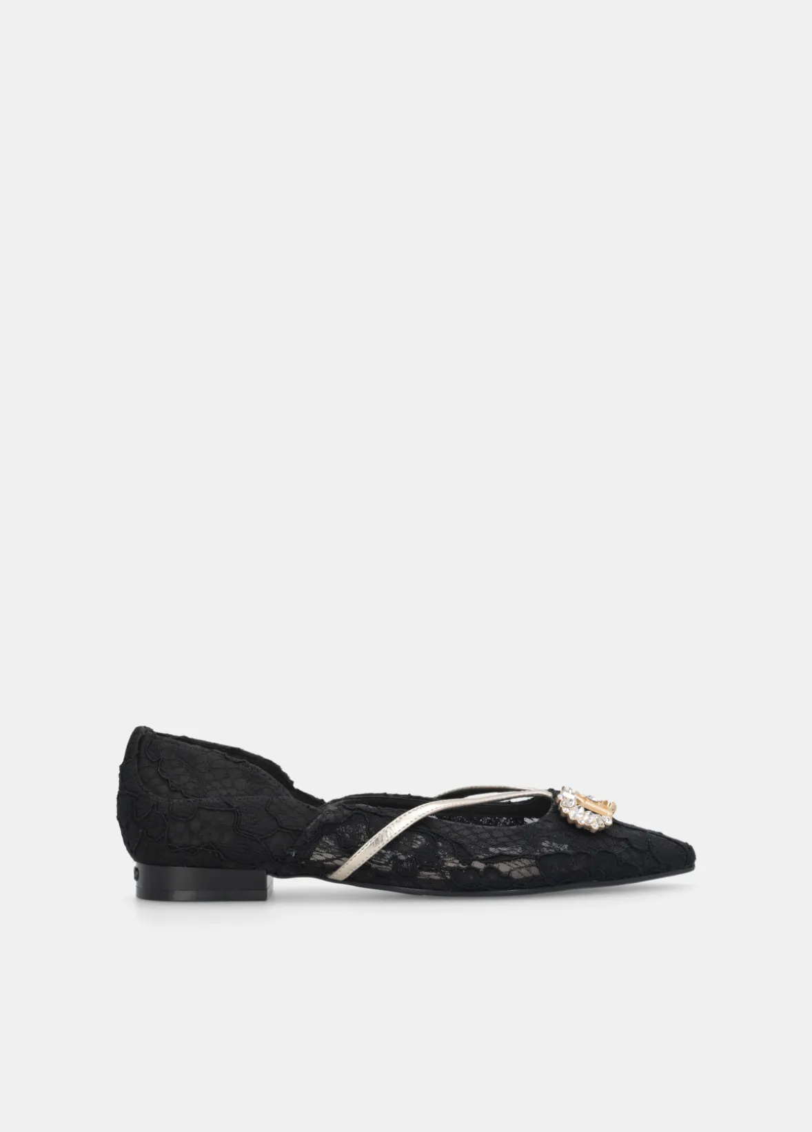 Ballerine in pizzo con logo gioiello