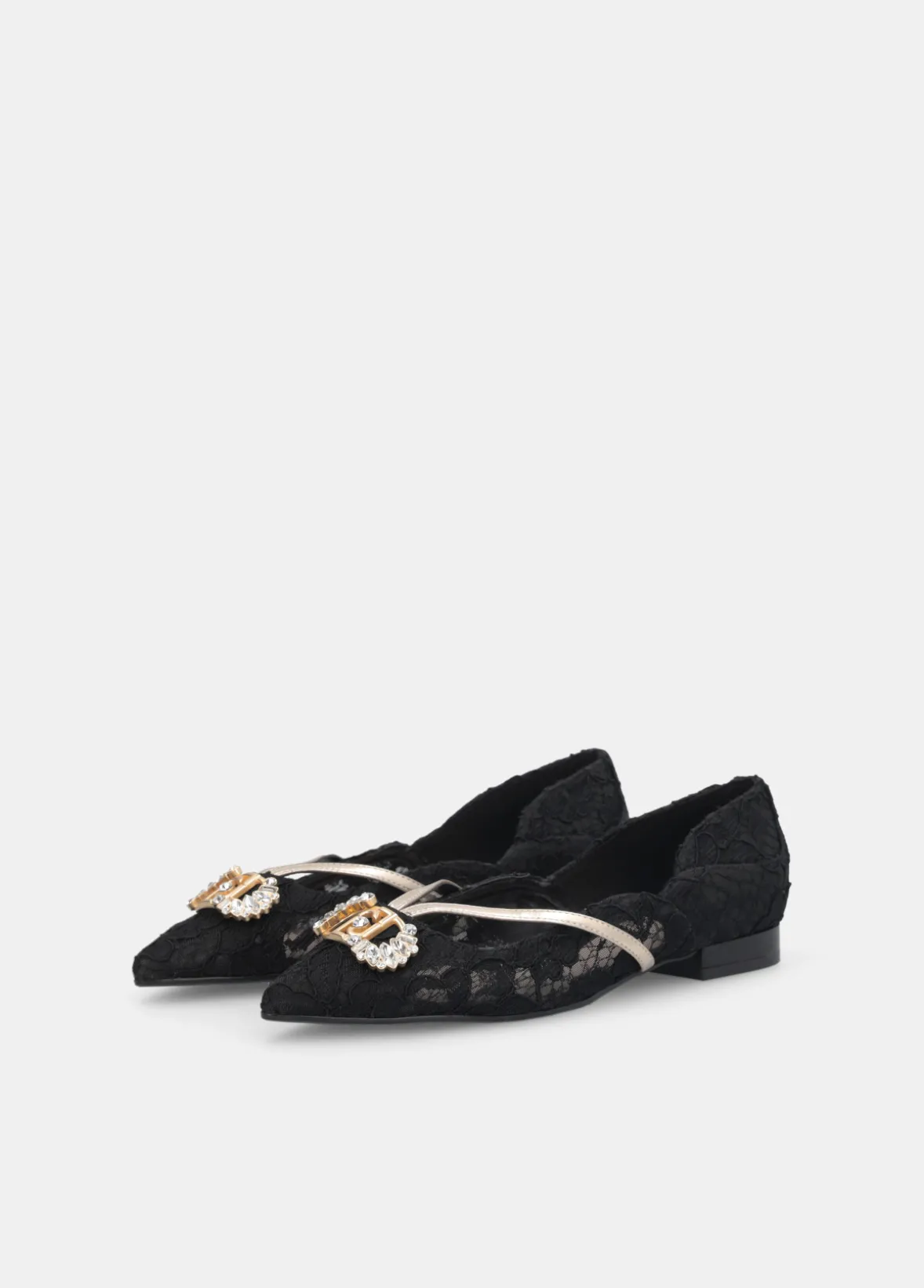 Ballerine in pizzo con logo gioiello