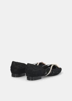 Ballerine in pizzo con logo gioiello