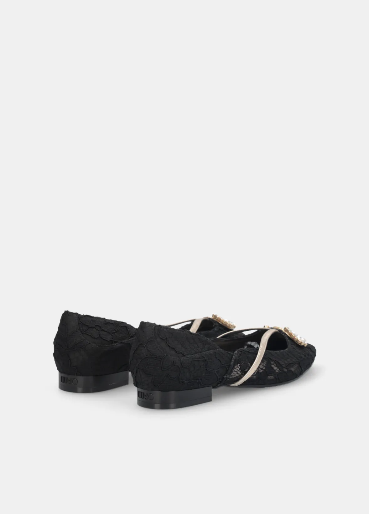 Ballerine in pizzo con logo gioiello
