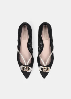 Ballerine in pizzo con logo gioiello