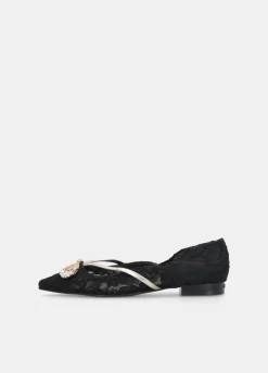 Ballerine in pizzo con logo gioiello