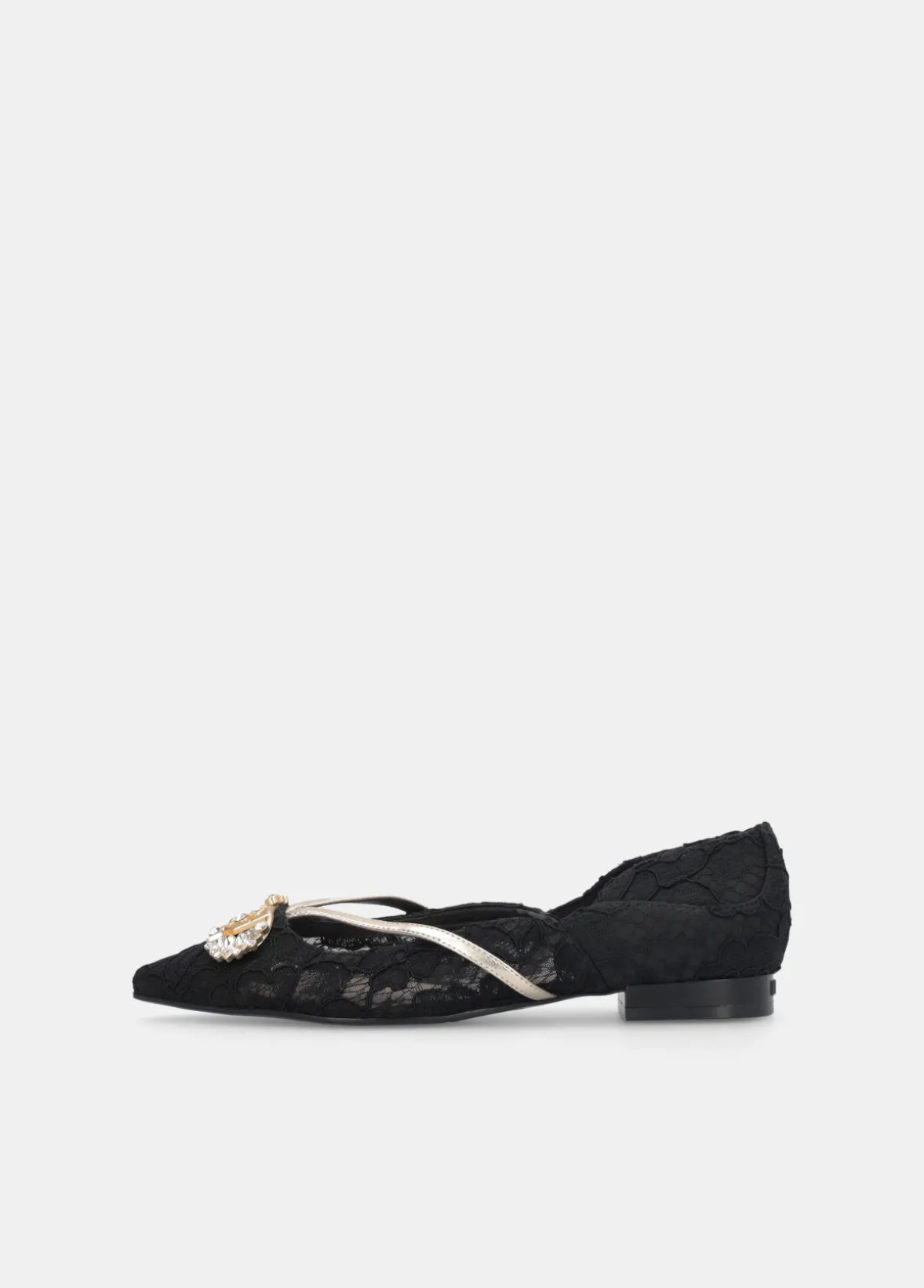 Ballerine in pizzo con logo gioiello