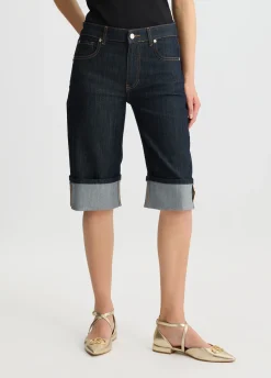 Bermuda in denim con risvolto