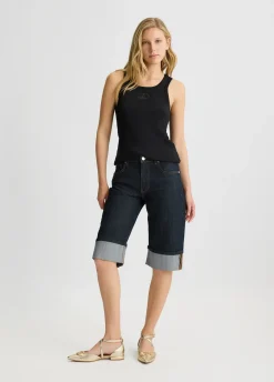 Bermuda in denim con risvolto