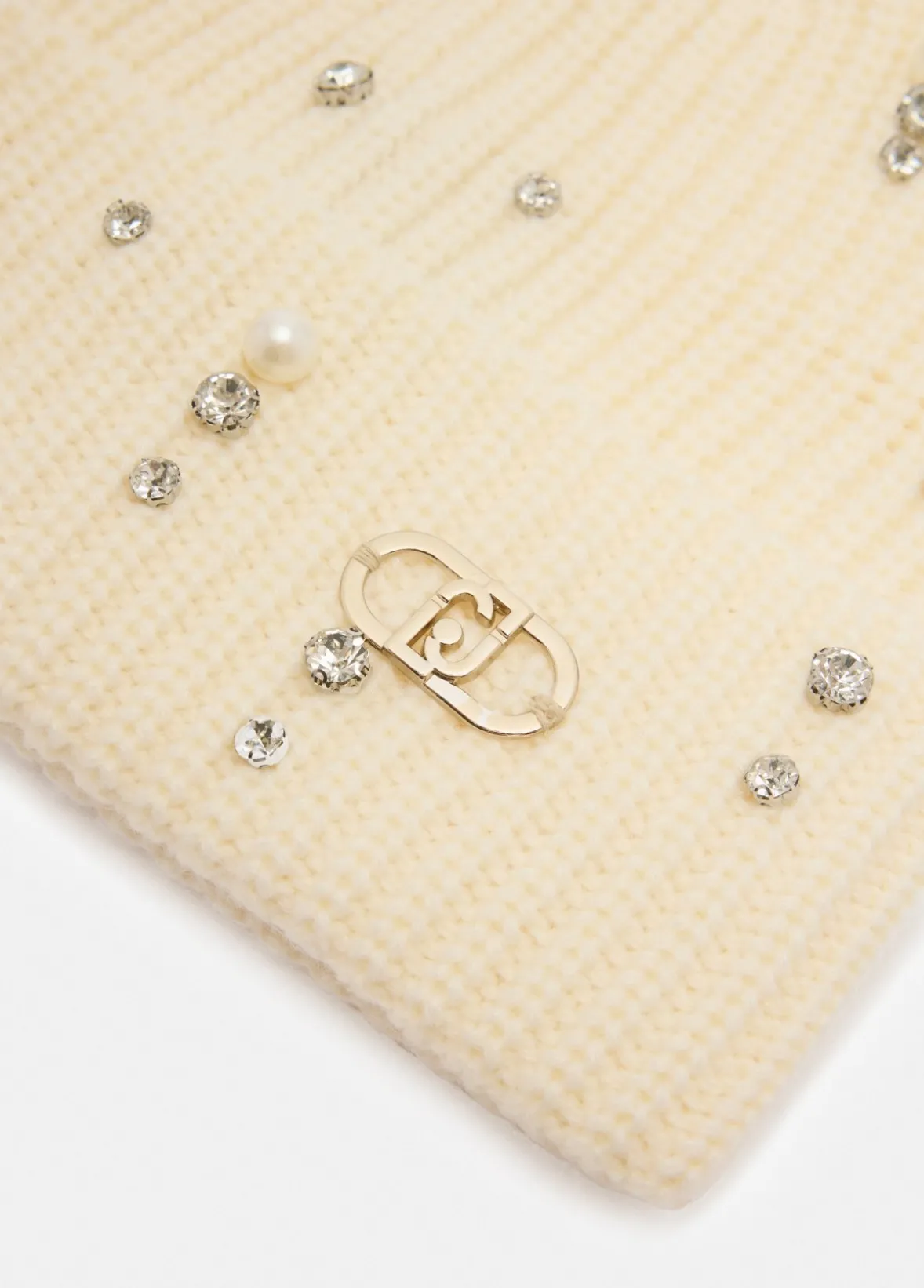Berretto con strass e perle