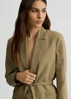 Blazer a righe con cintura