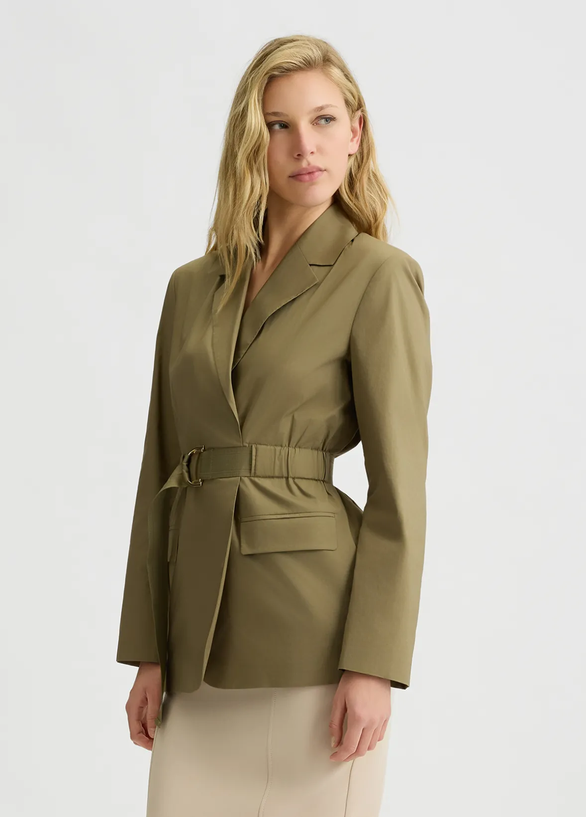Blazer in cotone con cintura