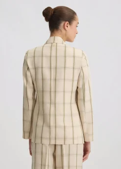 Blazer in misto lino check