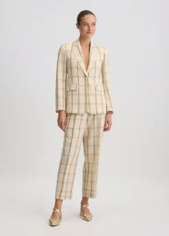 Blazer in misto lino check