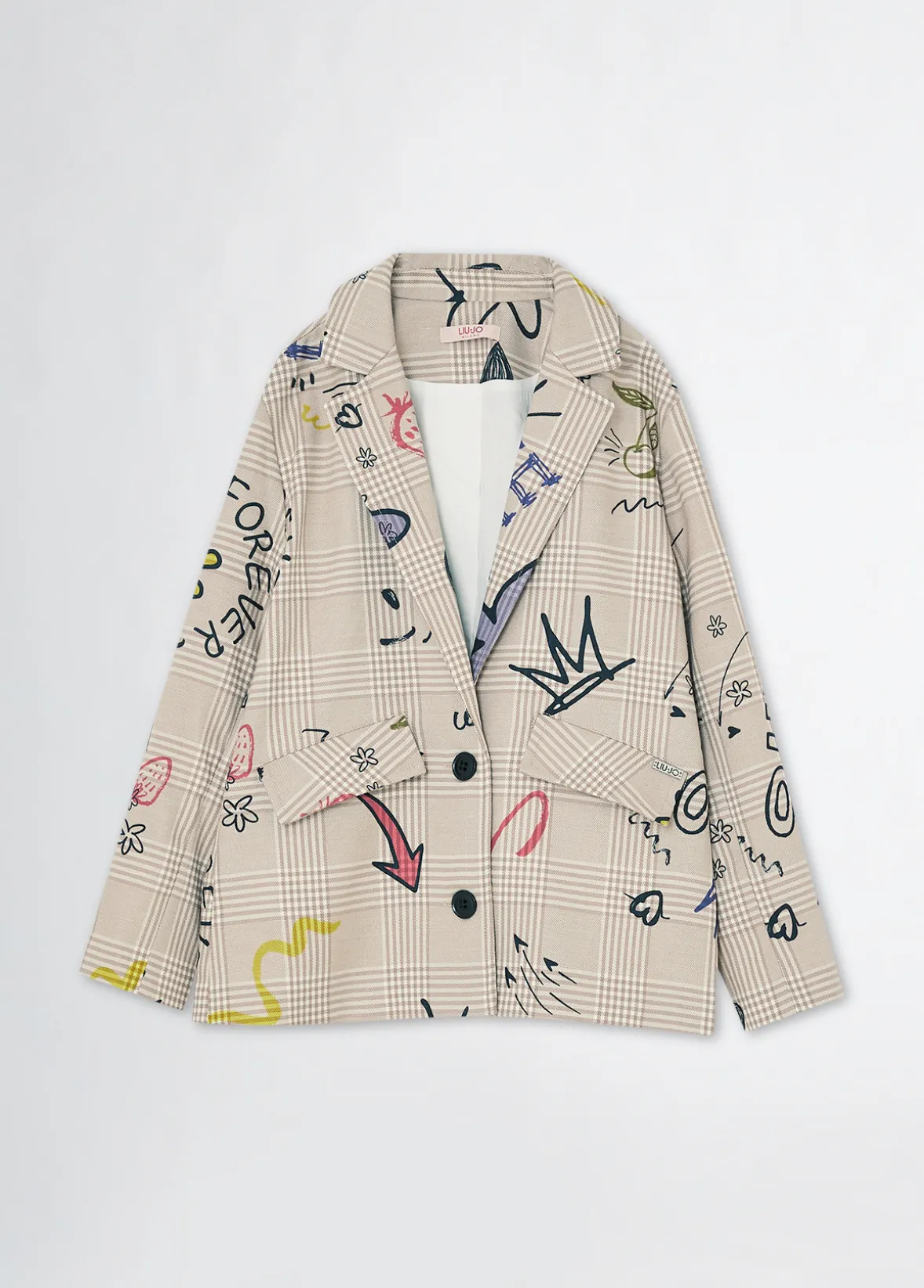 Blazer in principe di galles con stampa