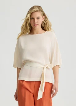 Blusa in crêpe de chine