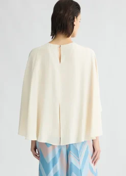Blusa in crêpe de chine con cintura