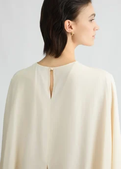 Blusa in crêpe de chine con cintura