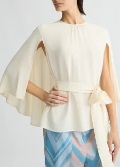 Blusa in crêpe de chine con cintura