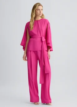 Blusa in crêpe de chine con cintura