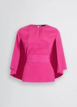 Blusa in crêpe de chine con cintura
