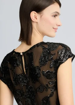 Body top in tulle ricamato