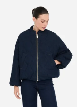 Bomber in denim trapuntato
