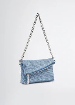 Borsa a spalla piccola in denim con strass