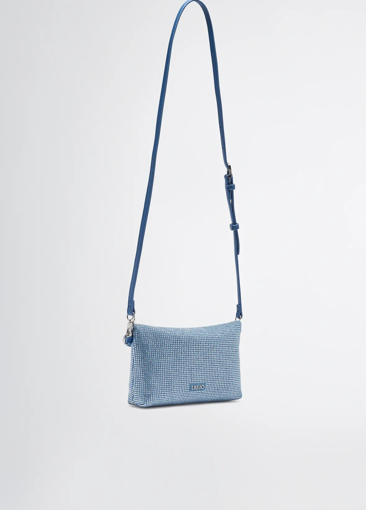 Borsa a spalla piccola in denim con strass