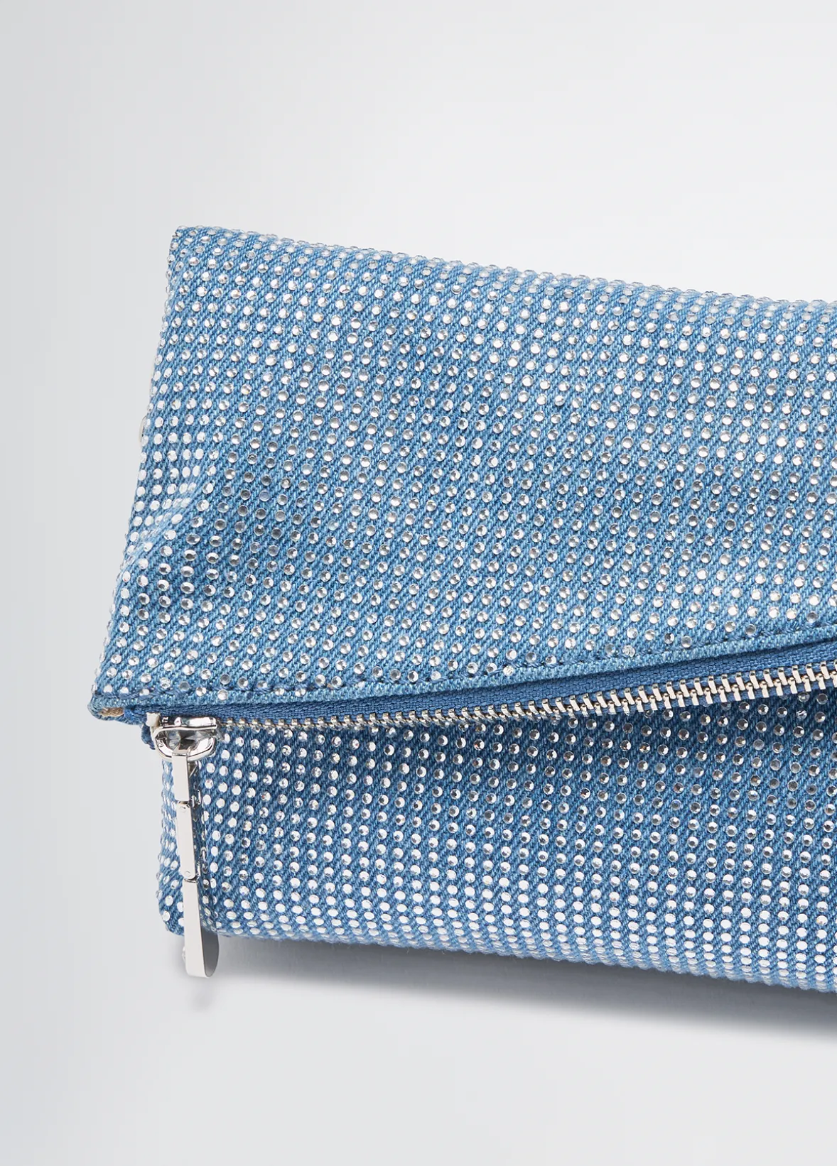 Borsa a spalla piccola in denim con strass
