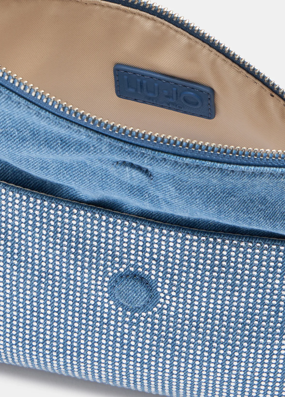 Borsa a spalla piccola in denim con strass