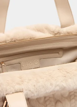 Borsa hobo grande in pelliccia sintetica