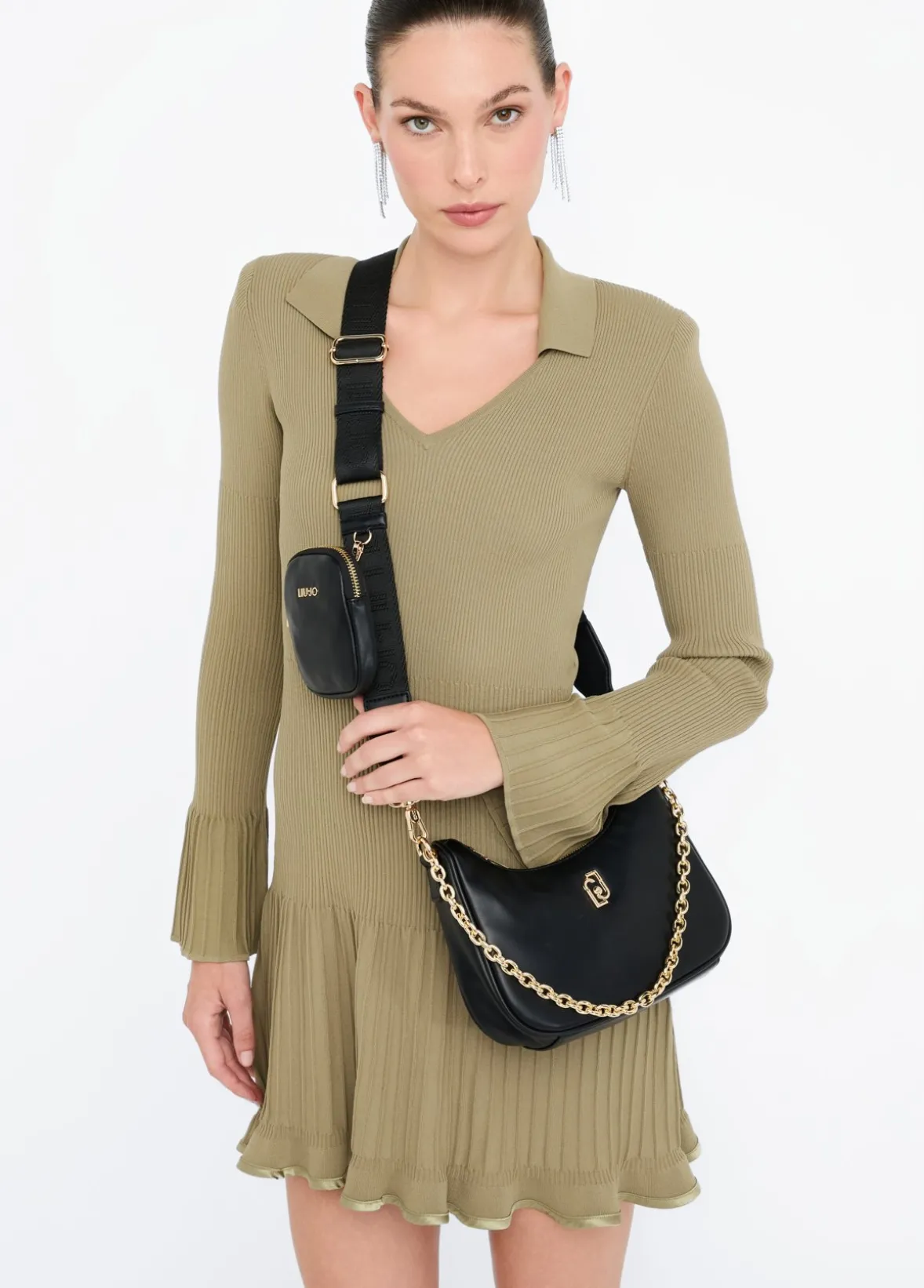 Borsa hobo piccola con catena